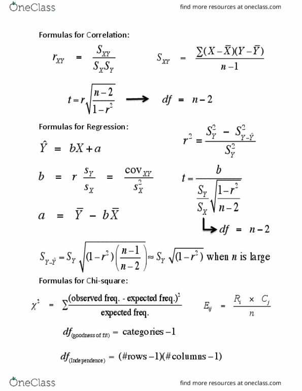 SOC 101 Lecture 12: FormulaSheet4 thumbnail