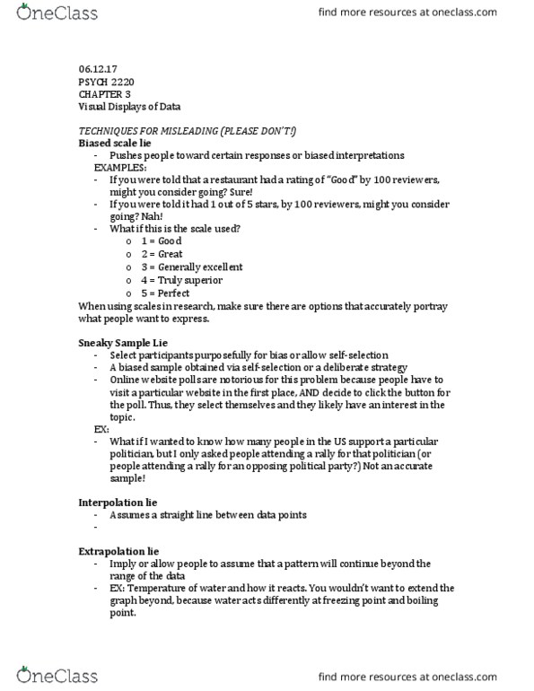 PSYCH 2220 Lecture Notes - Lecture 3: Sampling Bias, Ordinal Data, Boiling Point thumbnail