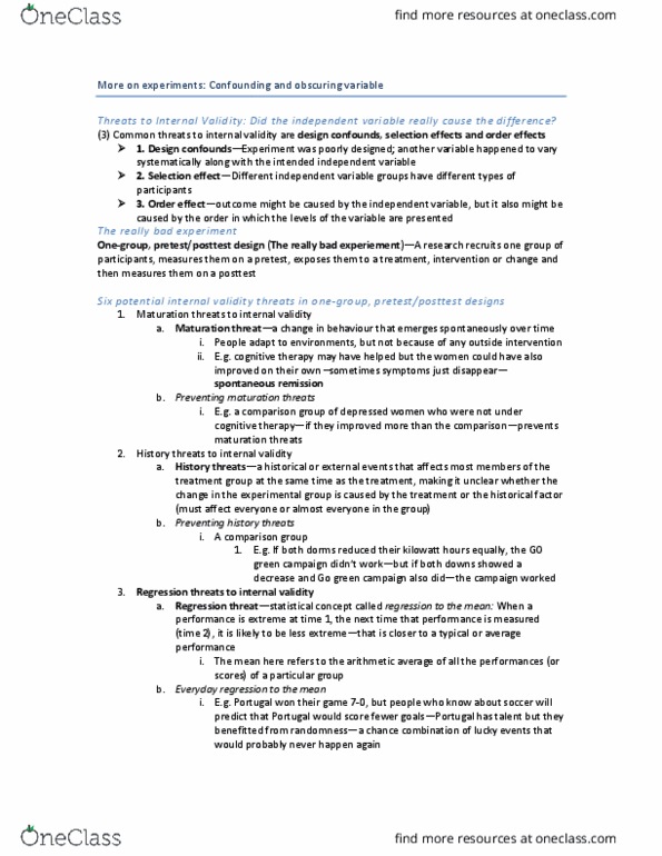 PSYB04H3 Chapter Notes - Chapter 11: Measuring Instrument, Internal Validity, Spontaneous Remission thumbnail