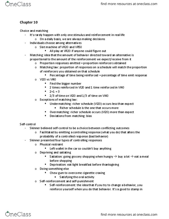 PSYC 1023 Lecture Notes - Lecture 3: Max Azria, Matching Law, Observational Learning thumbnail