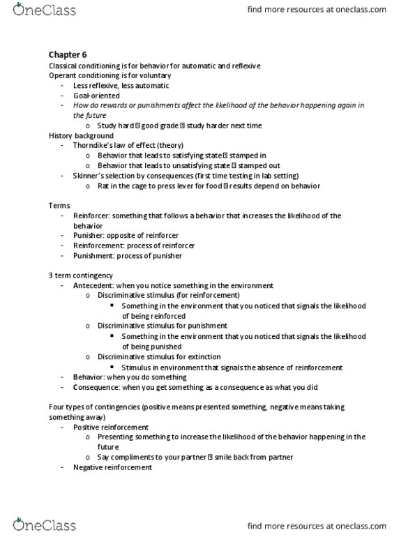 PSYC 1023 Lecture Notes - Lecture 1: Operant Conditioning, Reinforcement, Motivation thumbnail