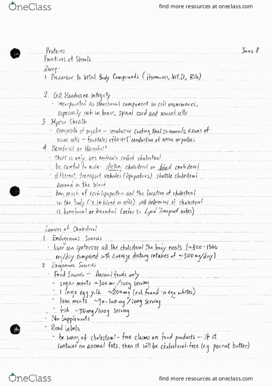 FNH 250 Lecture Notes - Lecture 8: Monounsaturated Fat, Low-Density Lipoprotein, Very Low-Density Lipoprotein thumbnail