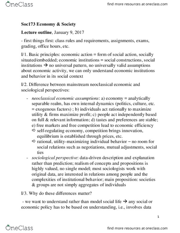 SOCIOL 173 Lecture Notes - Lecture 1: Alan Greenspan, Sociological Perspectives thumbnail
