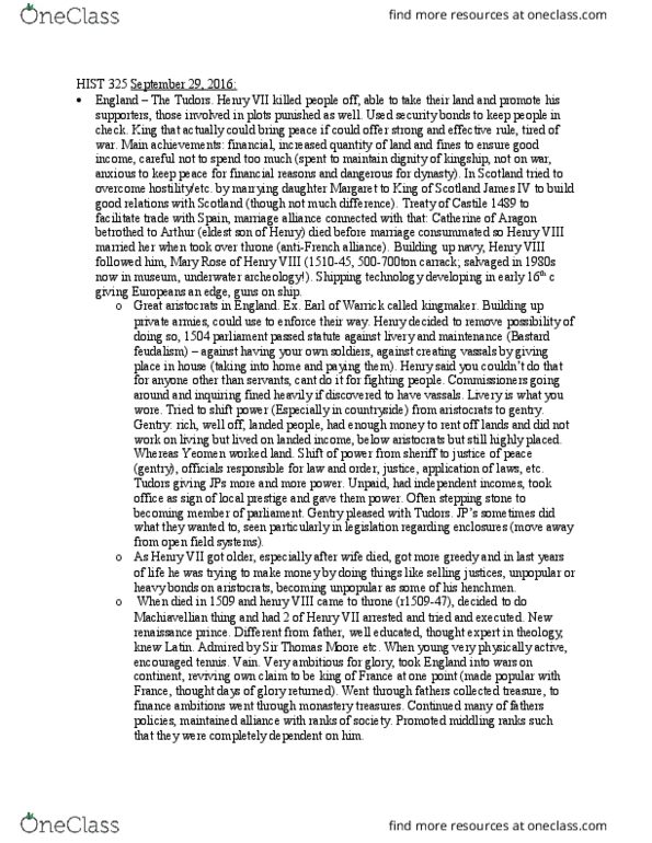 HIST 325 Lecture Notes - Lecture 4: Thomas Wolsey, Papal Legate, Roman Law thumbnail