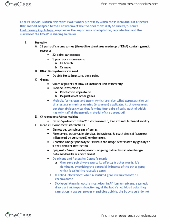 PSY 213 Lecture Notes - Lecture 2: Amniotic Sac, Organogenesis, Umbilical Cord thumbnail