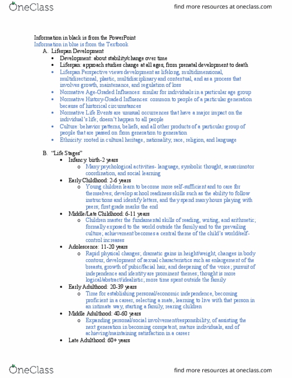 PSY 213 Lecture Notes - Lecture 1: Genital Stage, Phallic Stage, Life Review thumbnail