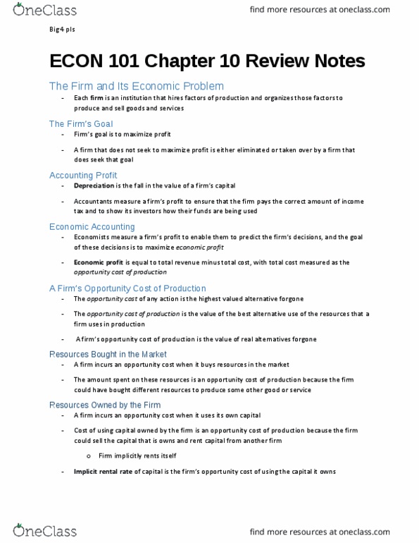 ECON101 Chapter Notes - Chapter 10: Sole Proprietorship, Economic Efficiency, Limited Liability thumbnail