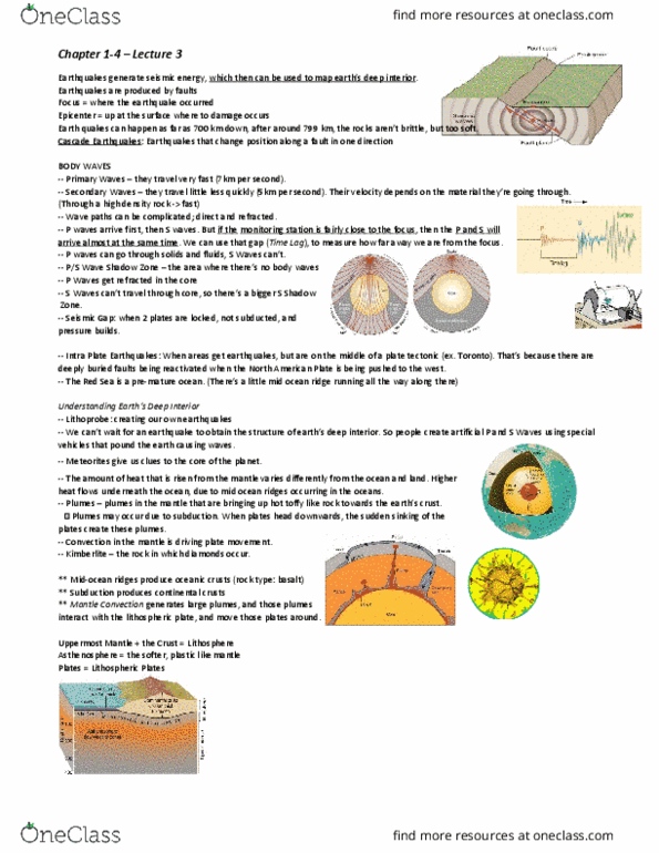 EESA06H3 Lecture Notes - Lecture 3: Plate Tectonics, Seismic Wave, Subduction thumbnail