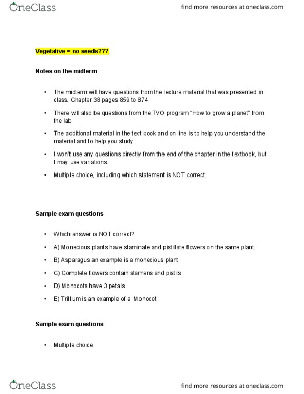 BIOL 1050 Lecture Notes - Lecture 5: Plant Breeding, Cyperus Esculentus, Genetically Modified Organism thumbnail