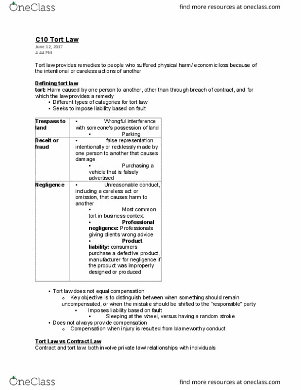 AFM231 Chapter Notes - Chapter 10: Vicarious Liability, Intentional Tort, Professional Negligence In English Law thumbnail