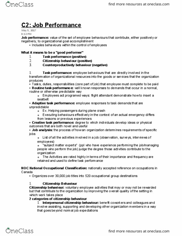 AFM280 Chapter Notes - Chapter 2: Job Performance, Flight Attendant, Boosterism thumbnail