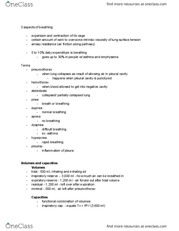 EHS 350 Lecture Notes - Lecture 16: Lung Volumes, Intrinsic Viscosity, Pleurisy thumbnail