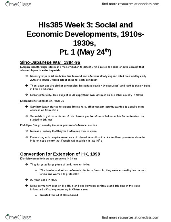 HIS385H1 Lecture Notes - Lecture 3: New Policies, Kang Youwei, Sun Yat-Sen thumbnail