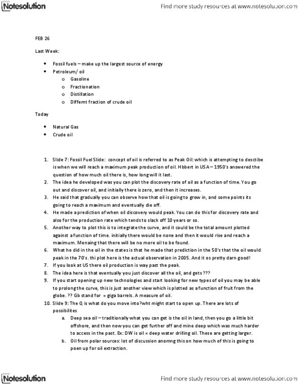 CHM310H1 Lecture Notes - Human Impact On The Environment, Lignin, Peak Oil thumbnail