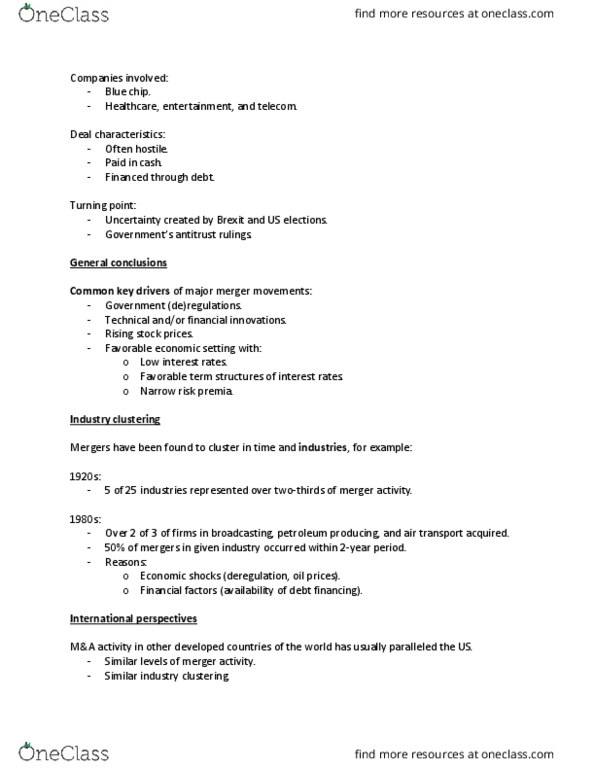 FINE 434 Lecture Notes - Lecture 3: Premia, Cash Flow, Event Study thumbnail