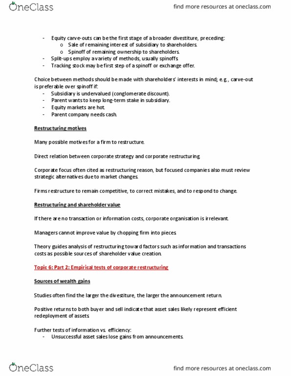 FINE 434 Lecture Notes - Lecture 6: Tracking Stock, Stock Market, Tui Group thumbnail