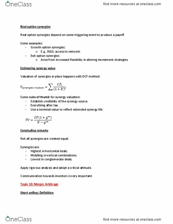 FINE 434 Lecture Notes - Lecture 10: Risk Arbitrage, Real Options Valuation, Short Squeeze thumbnail