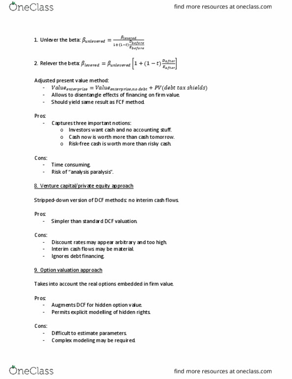 FINE 434 Lecture Notes - Lecture 9: Real Options Valuation, Scenario Analysis, Co-Insurance thumbnail