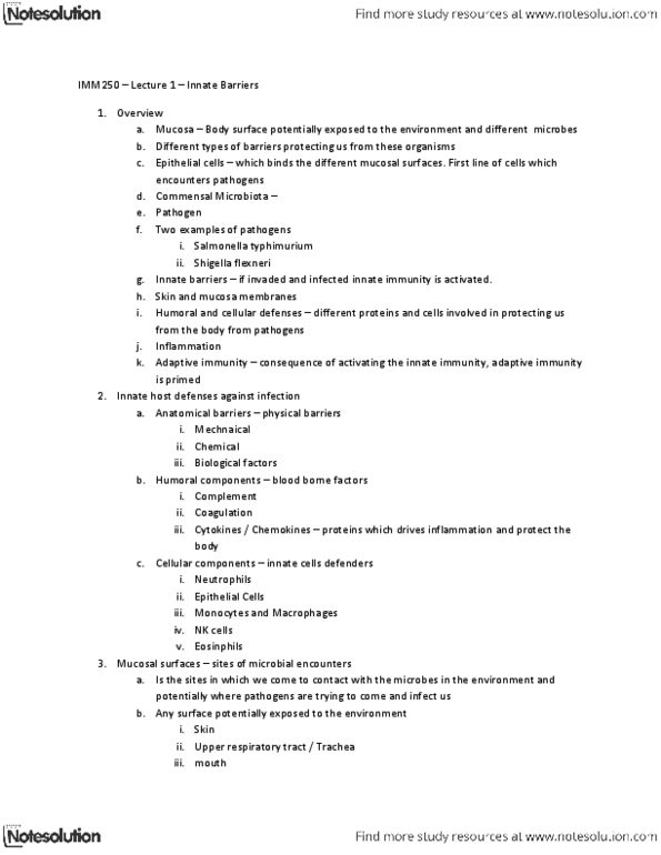 IMM250H1 Lecture Notes - Lecture 2: Bacteroidetes, Streptococcus, Gastritis thumbnail