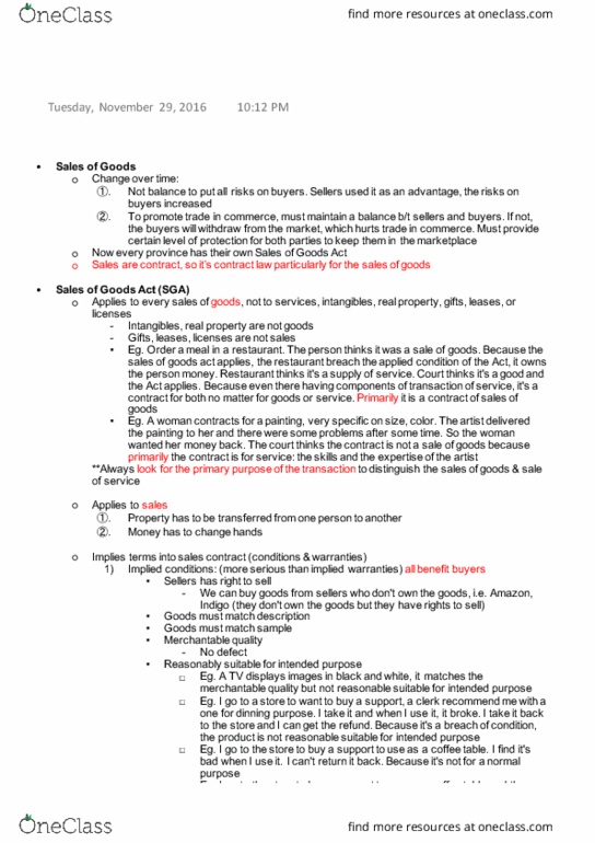 Management and Organizational Studies 2275A/B Lecture Notes - Lecture 10: Canadian Tire, Best Buy, Bailment thumbnail