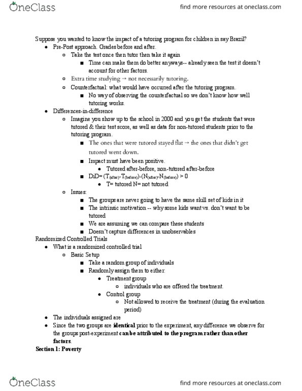 ECON 315 Lecture Notes - Lecture 2: Randomized Controlled Trial, Amartya Sen, Capability Approach thumbnail