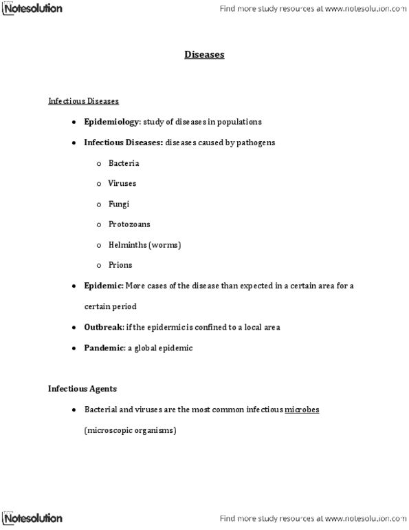 BIOL 1175 Lecture Notes - Giardiasis, Cestoda, Mycosis thumbnail