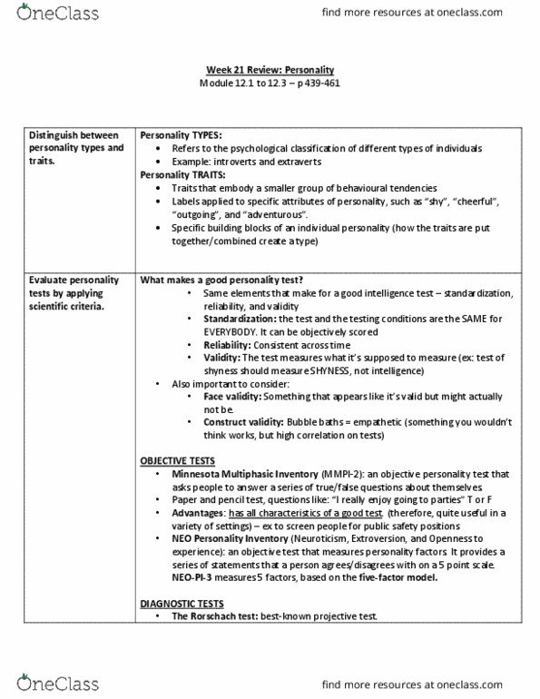 SOCY 122 Lecture Notes - Lecture 21: Thematic Apperception Test, Julian Rotter, Gordon Allport thumbnail