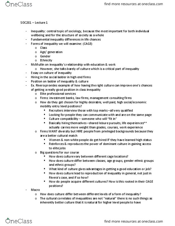 SOC281H1 Lecture Notes - Lecture 1: Management Consulting, Eurocentrism, Labour Power thumbnail