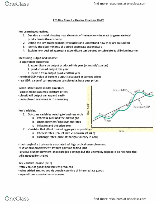 EC140 Lecture Notes - Lecture 8: Unemployment, Output Gap, Business Cycle thumbnail