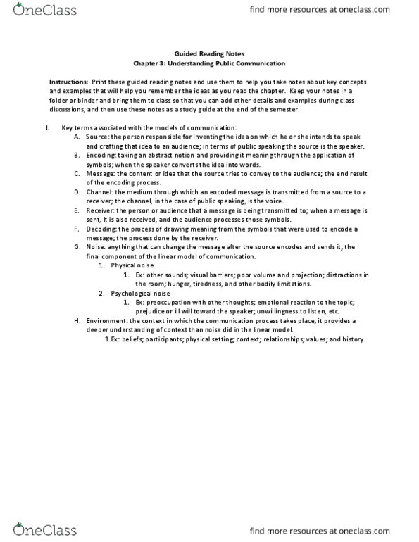 COMM 100 Chapter Notes - Chapter 3: Stress Management, Deeper Understanding, Formal Language thumbnail