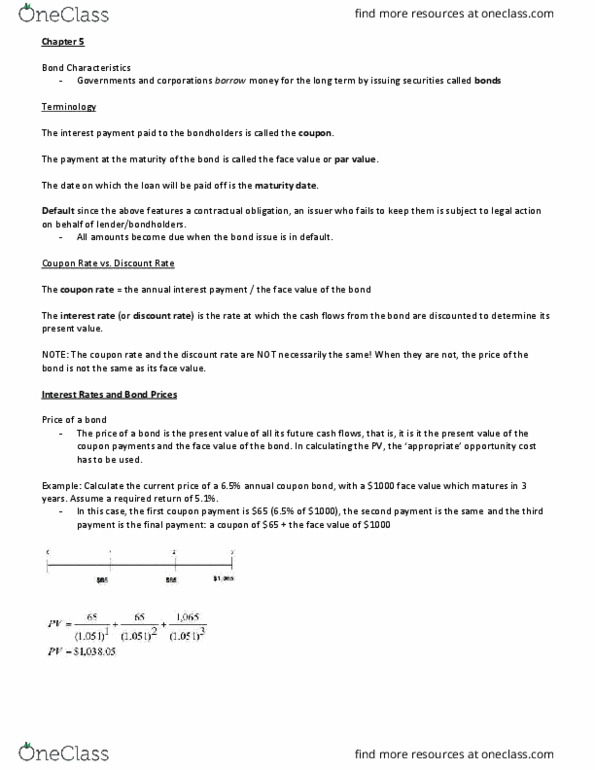 ECON371 Lecture Notes - Lecture 4: Risk Premium, Interest Rate Risk, Current Yield thumbnail