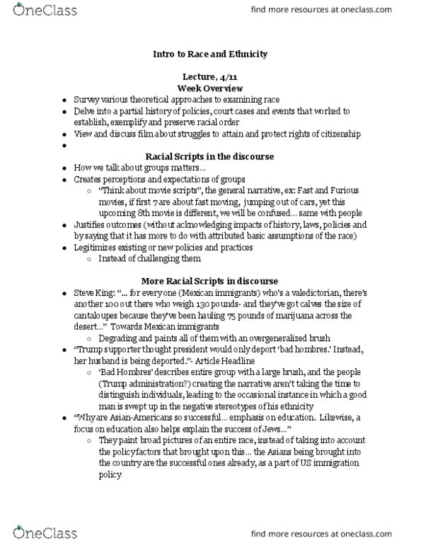 POL SCI 61A Lecture Notes - Lecture 3: Fugitive Slave Laws, Jim Crow Laws, Black Kids thumbnail