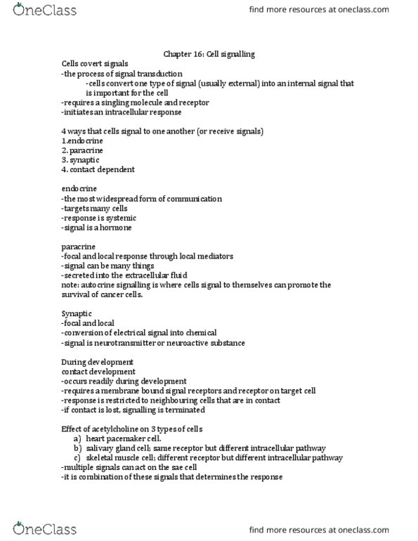 BIOL 2202 Lecture Notes - Lecture 9: Intracellular Receptor, Cell Signaling, Signal Transduction thumbnail