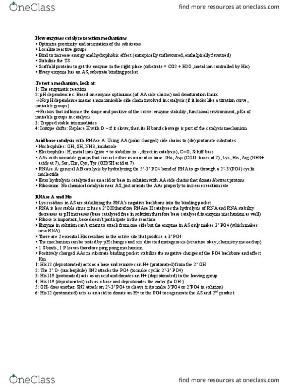 CHEM237 Lecture Notes - Lecture 16: Ribonuclease H, Table Tennis, Carbonic Anhydrase thumbnail