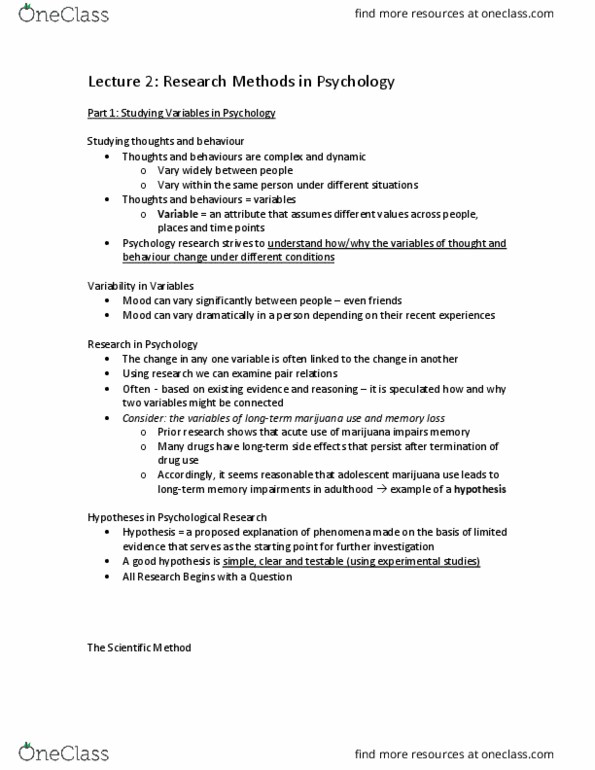 PSY100H1 Lecture Notes - Lecture 2: Intelligence Quotient, Phineas Gage, Operational Definition thumbnail