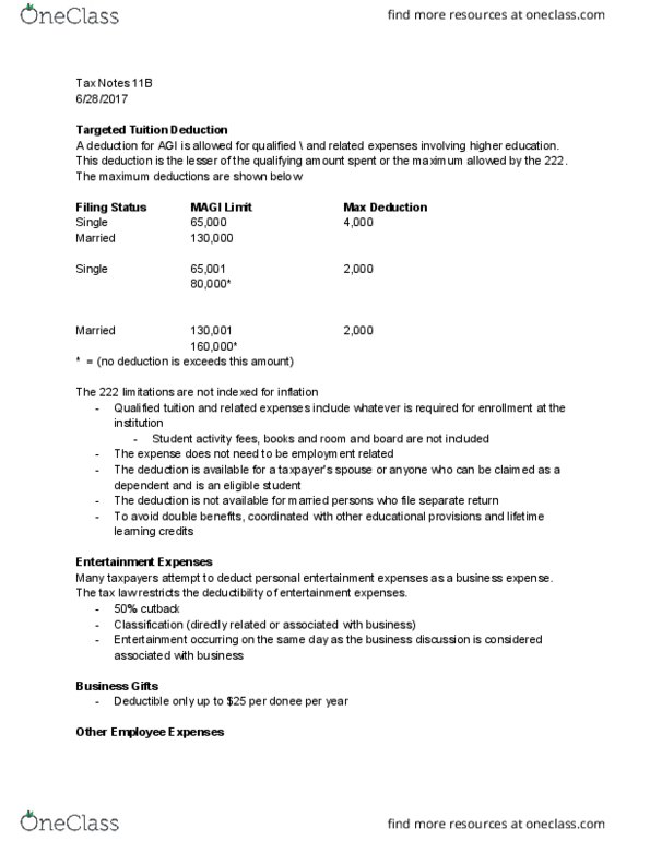 TAX 4001 Chapter 11-12: Tax4001 Essentials of Taxation Notes 11B thumbnail