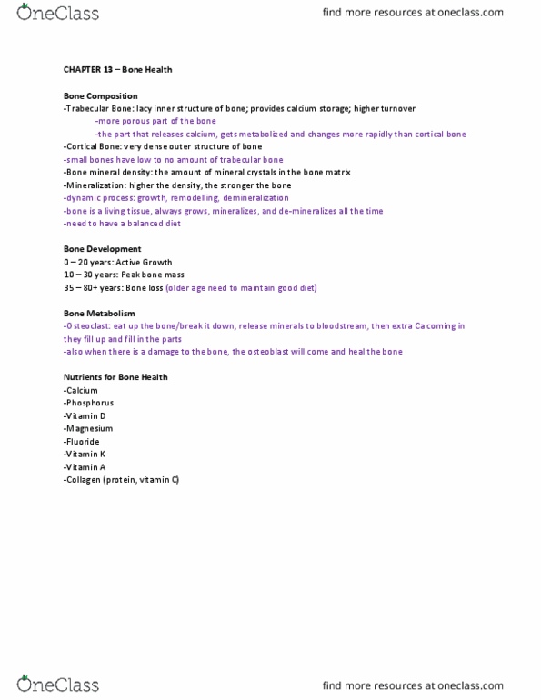 NU FS305 Lecture Notes - Lecture 13: Bone Density, Cottage Cheese, Vitamin D Deficiency thumbnail