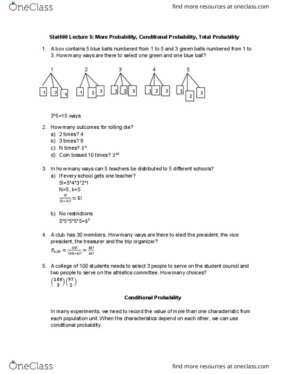 STAT 400 Lecture 5: Conditional Probability and Total Probability(Revised) thumbnail