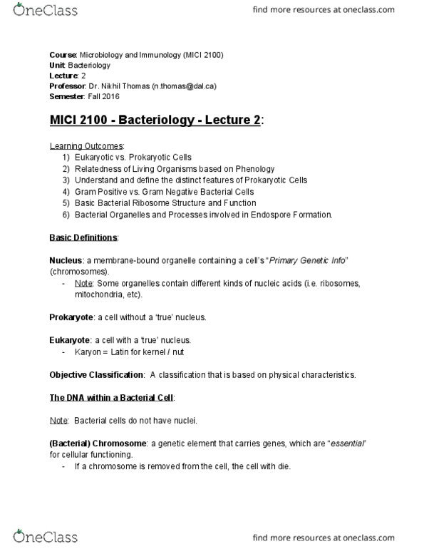 MICI 2100 Lecture Notes - Lecture 2: Plasmid, Carl Woese, Recombinant Dna thumbnail