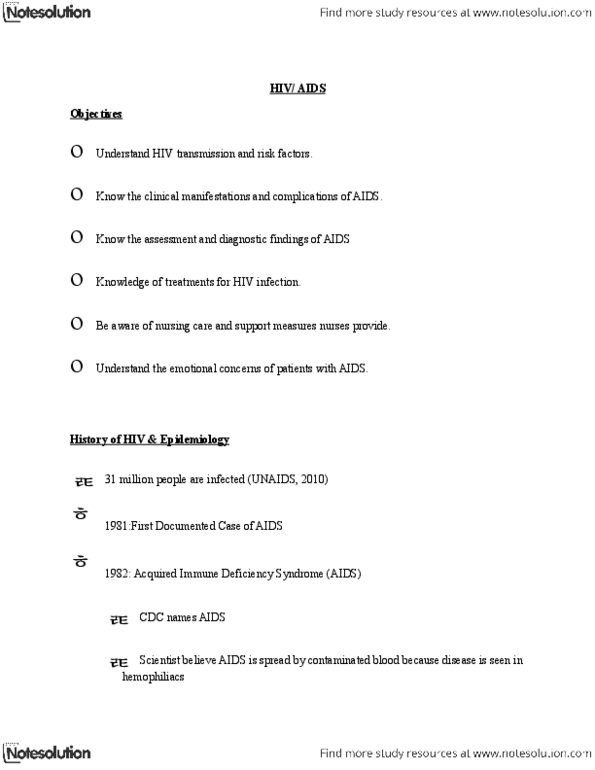 NURS 2280 Lecture Notes - Cryptococcus Neoformans, Nystatin, Toxoplasma Gondii thumbnail