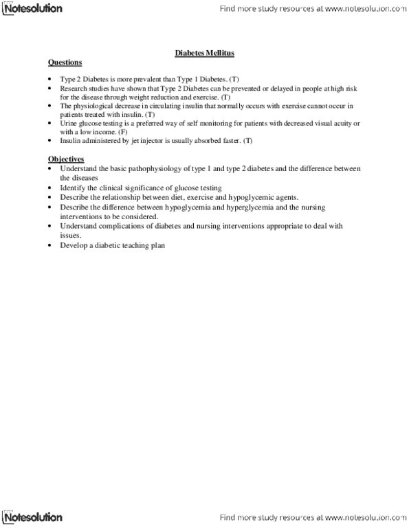 NURS 2280 Lecture Notes - Diabetic Retinopathy, Insulin Glargine, Glycosylation thumbnail