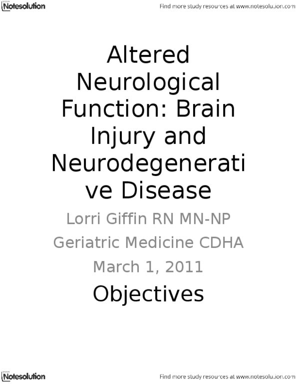 NURS 2280 Lecture Notes - Dystonia, Substantia Nigra, Acetyl Group thumbnail