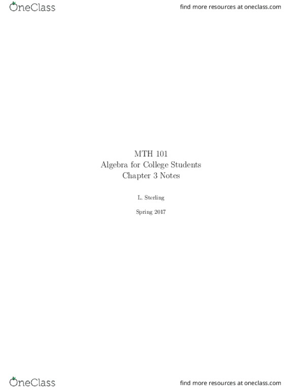 MTH 101 Chapter Notes - Chapter 3: Quadratic Formula, Quadratic Equation, Abscissa And Ordinate thumbnail