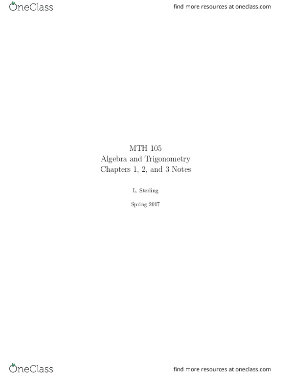 MTH 105 Chapter Notes - Chapter 1-3: Quadratic Equation, Maxima And Minima, Farad thumbnail