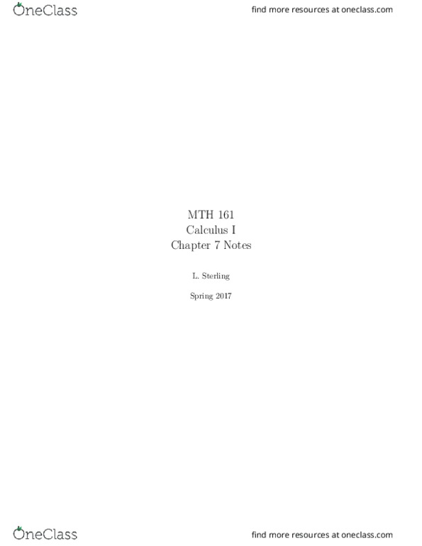 MTH 161 Chapter Notes - Chapter 7: Riemann Integral, The Thirteen Chairs, Frustum thumbnail