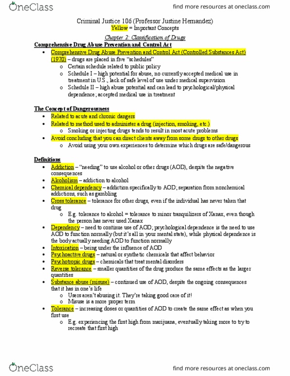 CAS 154 Chapter Notes - Chapter 2: Substance Abuse, Alcohol Tolerance, Psychoactive Drug thumbnail