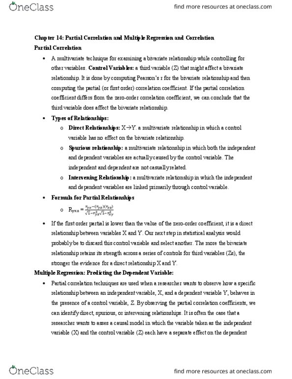 PO218 Lecture Notes - Lecture 14: Partial Correlation, Spurious Relationship, Causal Model thumbnail