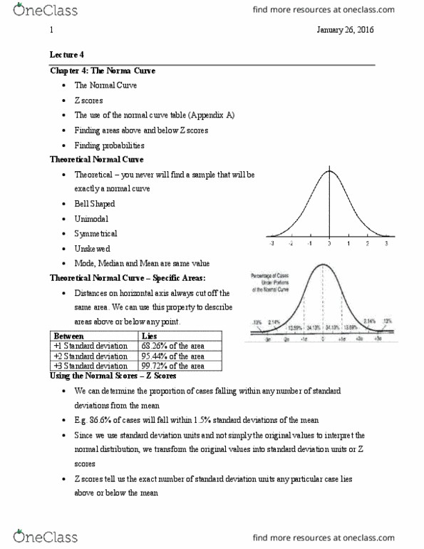 PO218 Lecture Notes - Lecture 4: Standard Score, Standard Deviation, Unimodality thumbnail