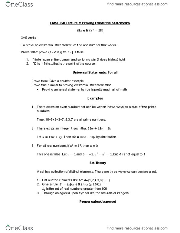 CMSC 250 Lecture Notes - Lecture 7: Subset, Empty Set thumbnail