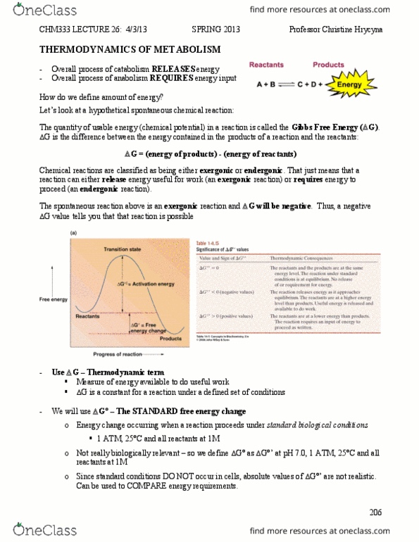 BIOL 2021 Lecture Notes - Lecture 13: Endergonic Reaction, Exergonic Reaction, Chemical Potential thumbnail